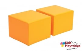 Kinderpoefjes Lederlook Oranje set van 2 stuks