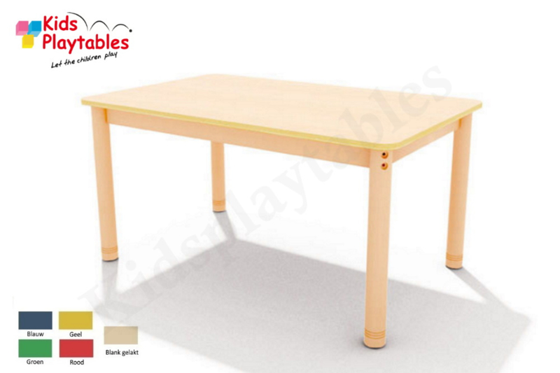 Rechthoekige groepstafel 120 x 75 cm met houten verstelbare poten in 5 kleuren