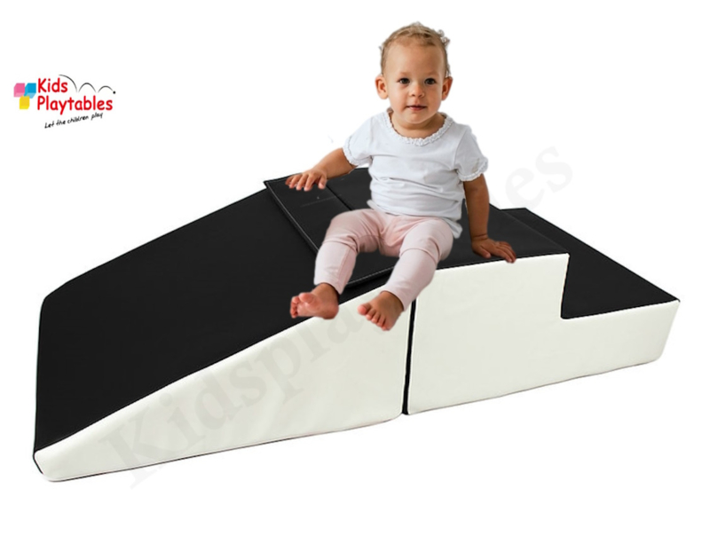 Zachte Soft Play Foam Blokken 2-delige set glijbaan Zwart-Wit | grote speelblokken | motoriek baby speelgoed | foamblokken | reuze bouwblokken | Soft play peuter speelgoed | schuimblokken