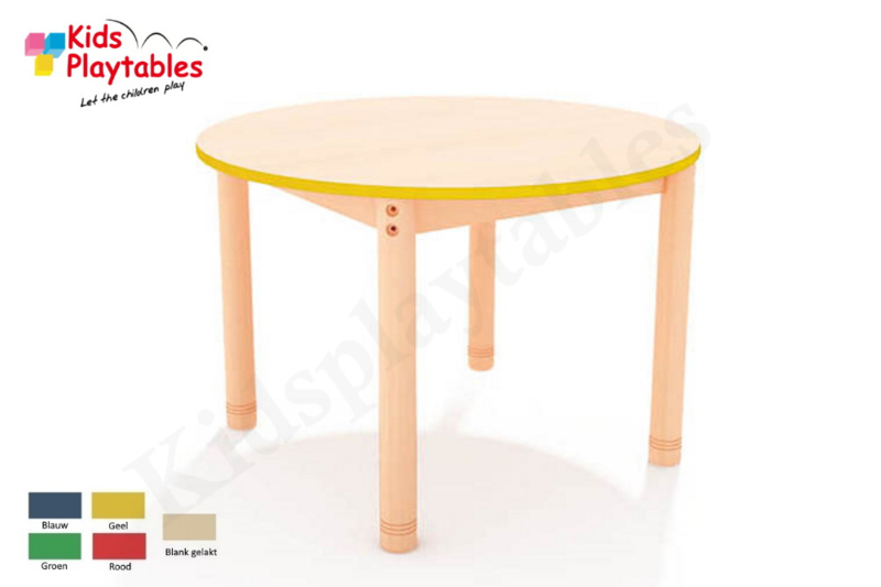 Ronde groepstafel doorsnede 90 cm met houten verstelbare poten in 5 kleuren