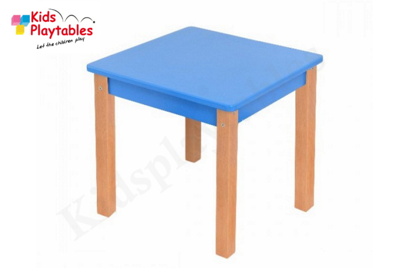 Houten vierkante tafel kinderopvang 50 x 50 cm blauw