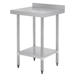 RVS WERKTAFELS MET ACHTEROPSTAND 60CM DIEP  Afmeting: 90(h)x60(b)x60(d)cm