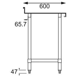 RVS WERKTAFELS MET ACHTEROPSTAND 60CM DIEP  Afmeting: 90(h)x120(b)x60(d)cm