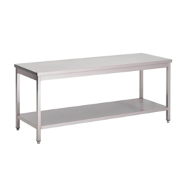 RVS WERKTAFEL MET ONDERBLAD 88X200X70CM maten 88(h) x 200(b) x 70(d)cm