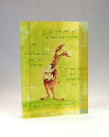 Acryl fotoblok konijn 'ik vind je lief'