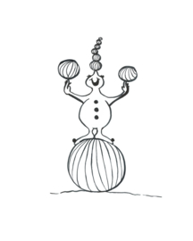 Wenskaart 'Doodle op bal'