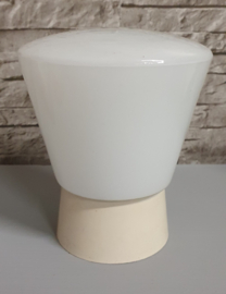 Vintage plafonnière of plafondlamp van wit glas