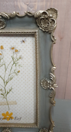 Brocante fotolijst in grijs/blauw met zilverkleur