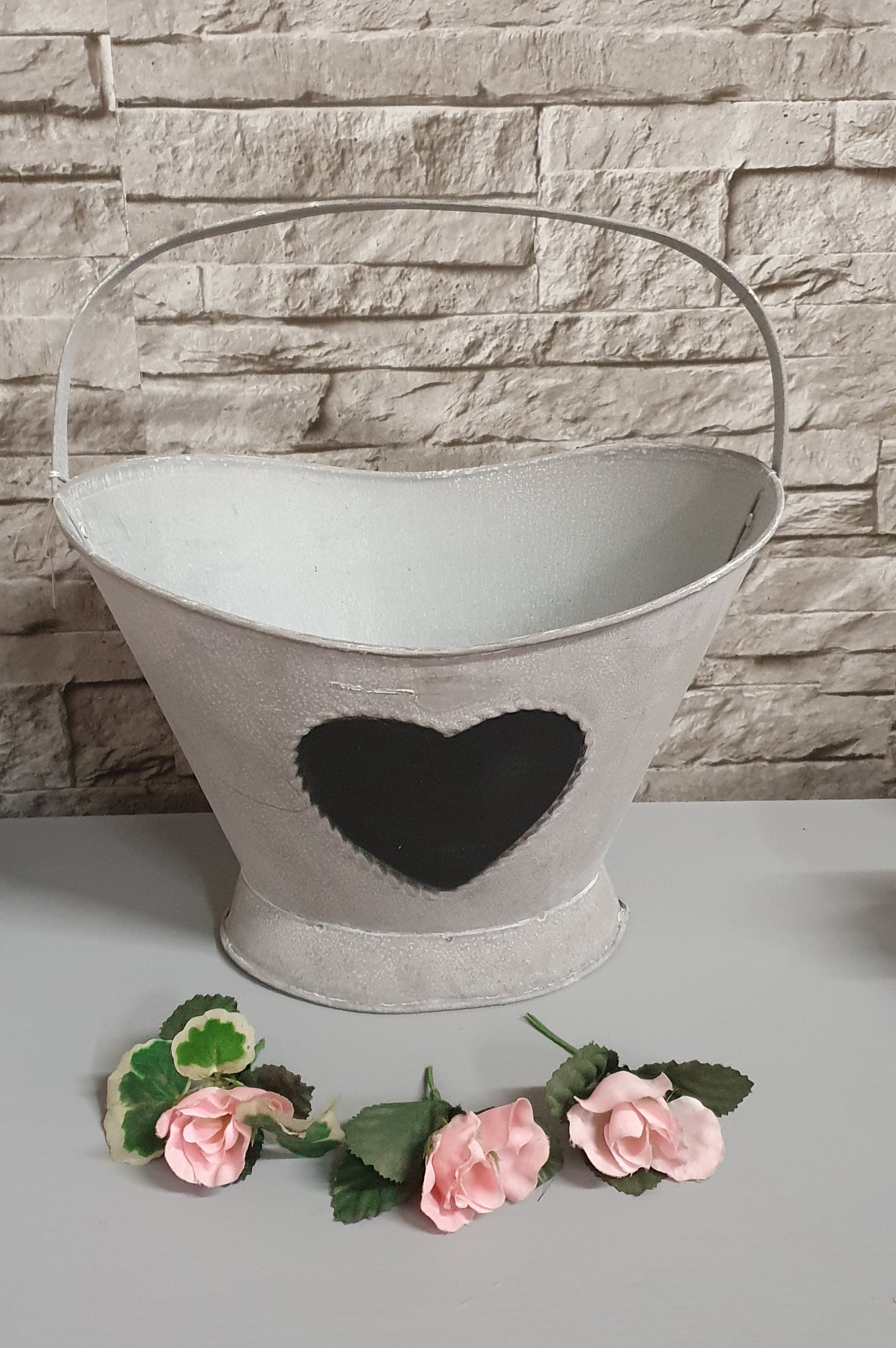 Brocante mand van blik met hengsel
