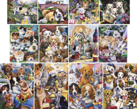 Master Pieces - Honden - 500 + 300 + 100 stukjes  (12 Puzzels)