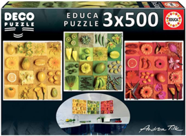 Educa - Exotisch Fruit en Bloemen - 3x500 stukjes  OP=OP