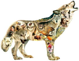 SunsOut 96049 - Native American Wolf - 750 stukjes  Vormpuzzel