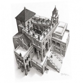 Puzzelman M.C.Escher -Klimmen en Dalen - 1000 stukjes