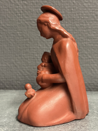 Heiligenbeeld Maria met kind en vogel, Hummel (HX237/A 1952), 10 cm terracotta (11)