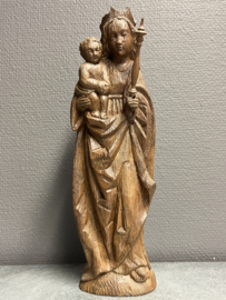Heiligenbeeld Maria met kind, eikenhout, 32 cm (3)