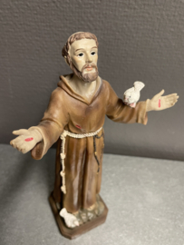 Heiligenbeeld Franciscus van Assisi met vogels, resin, 20 cm (2)