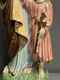 Heiligenbeeld Jozef en Jezus, 1900, 46 cm, gips (r)
