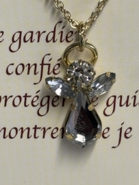 Kristal engel transparant aan goudkleurige ketting