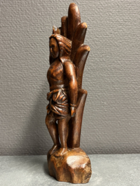 Heiligenbeeld Sebastiaan,  25 cm. Houtsnijwerk (3)