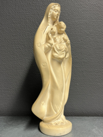 Heiligenbeeld Maria met kind en sterren op mantel, 31 cm, gips, door Maucci (2)