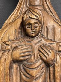 Plaquette Heilige Maria met kind, Duits eikenhout, 35 x 6 cm (8)