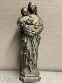 Heiligenbeeld Maria met kind, beton geverfd, 42 cm (8)