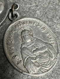 Scapulier Medaille met Theresia van het Kindje Jezus en Onze Lieve Vrouw van de Berg Karmel, 2.5 CM