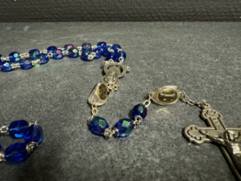 Rozenkrans Kruisweg, Lengte 57 cm, Blauw Glas Kralen