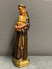 Heiligenbeeld Antonius van Padua, gips, ca. 1950 beeld 17 cm, (3)