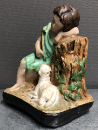 Heiligenbeeld Jezus en Johannes Gips 1920, 19 cm (4)