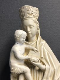 Heiligenbeeld Maria met kind, gekroonde Madonna, gips, gerestaureerd, 54 cm (G)