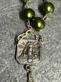 Rozenkrans Tientje Maria Onze Lieve Vrouw Lourdes, 15 CM, glaskralen 