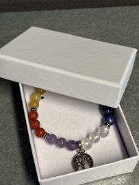 Armband Levensboom, Elastiek met glaskralen