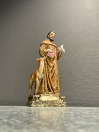 Beeld Heilige Franciscus van Assisi, met hert, 21 cm, resin (3)