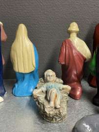Oud Hollandse kerstgroep, gips, 12 delen (6)