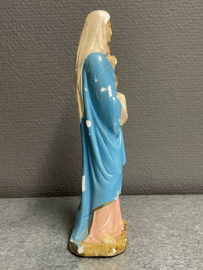 Beeld Heilige Maria met kind, gips, beschadigd, 22 cm (8)