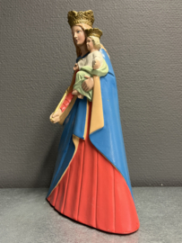 Heiligenbeeld Maria mantel met kind, 30 cm, gips, jaren 30 (2)