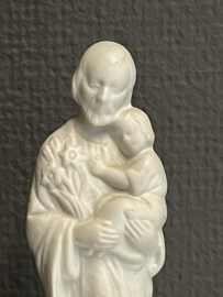 Heiligenbeeld Jozef met kind, 17 cm, biscuit porselein, 1900. (1)