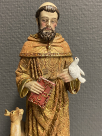 Beeld Heilige Franciscus van Assisi, met hert, 21 cm, resin (3)