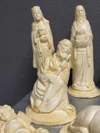 Oud Hollandse kerstgroep, gips, 18 cm, 16 delen (T)