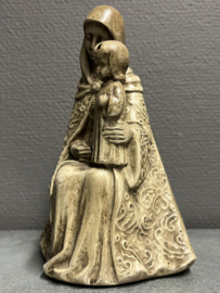 Heiligenbeeld Maria met kind (Tronende Madonna), gips, 18 cm (2)