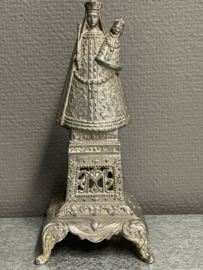 Heiligenbeeld Maria O.L.V van Scherpenheuvel, antiek, metaal, 20 cm (7)