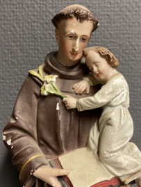 Heiligenbeeld Antonius van Padua, gips, antiek door Gerard Linsen 31 cm (5)