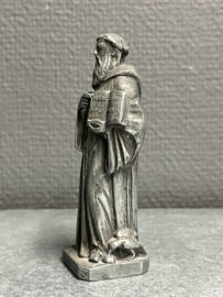 Heiligenbeeld Benedictus van Nursia, Tin, 10 cm (3)