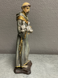 Heiligenbeeld Franciscus van Assisi met vogels 15 cm, resin (10)