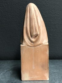 Heiligenbeeld Bernadette, terracotta, 19 cm hoog ca, 1920 Hartmann (3)