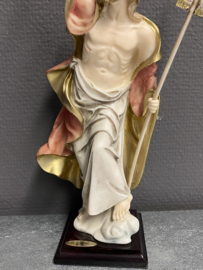 Heiligenbeeld verrezen Christus 24 cm geperst marmer gesigneerd (3)