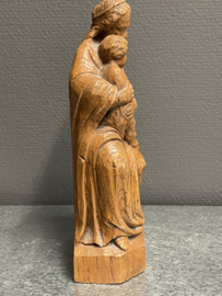 Heiligenbeeld Maria met kind, gips, lijkt op hout, 24 cm, (8)