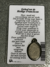 Devotiemedaille Franciscus van Assisi inclusief bidprentje, 2.5 CM