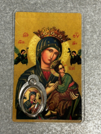 Devotiemedaille Maria altijd durende bijstand inclusief bidprentje, 2.5 CM